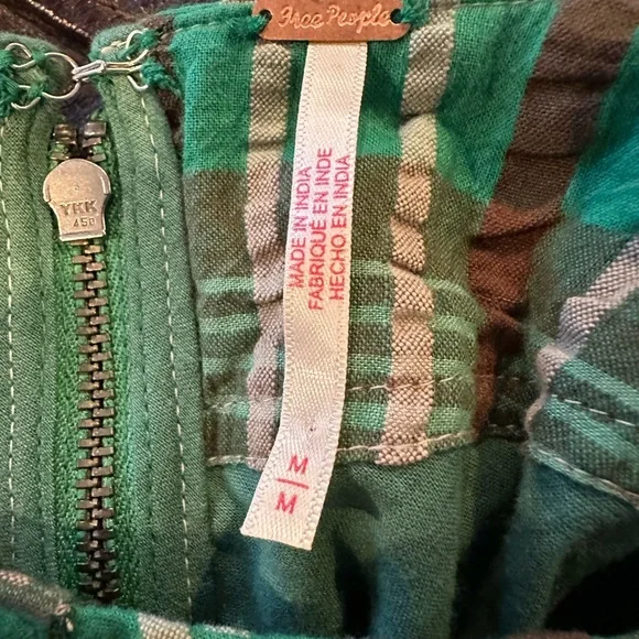 Free People Tulie Plaid Green Midi Dress size M NWOT - Picture 5 of 5